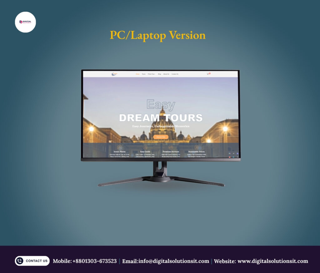 PC Laptop Version Easy Dream Tours Digital Solutions IT WordPress website development